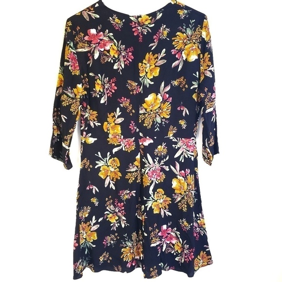 Zara Basic Floral Print 3/4 Sleeve Mini Dress - Picture 6 of 6